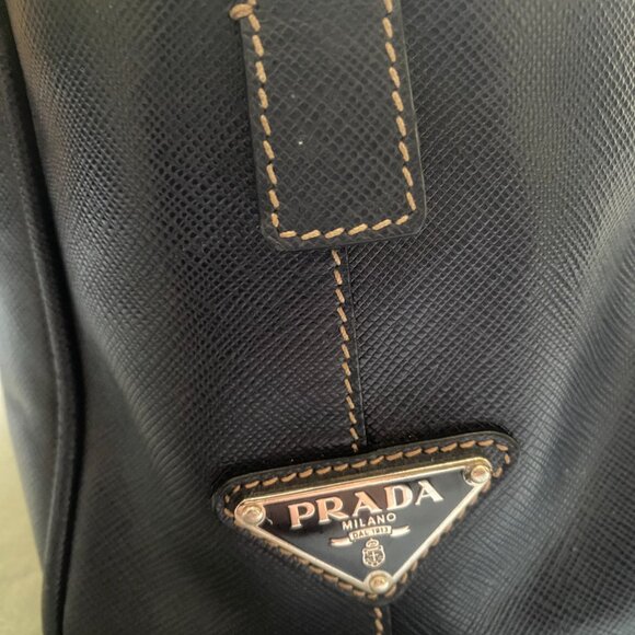 Prada Navy Blue Lux Saffiano Leather Luggage Bag w/Luggage Tag - Picture 6 of 12